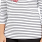 Karen Scott Blusa Feminina Listrada de Algodão com Estampa de Âncora Branca Tamanho Pequeno P/M