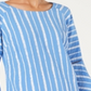 JM Collection Top feminino com manga sino e pregas, azul, tamanho pequeno médio