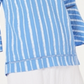JM Collection Top feminino com manga sino e pregas, azul, tamanho pequeno médio