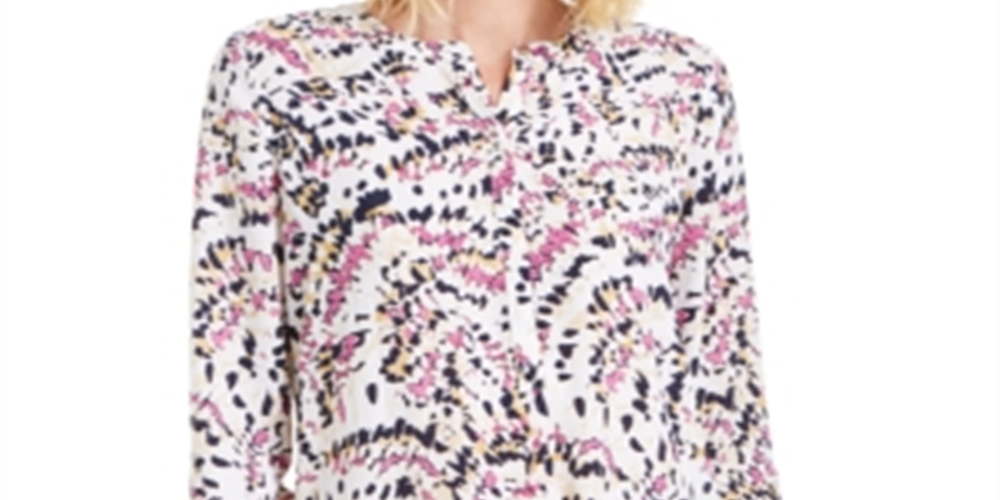 Top feminino estampado com pregas nas costas, rosa, tamanho pequeno, da coleção JM