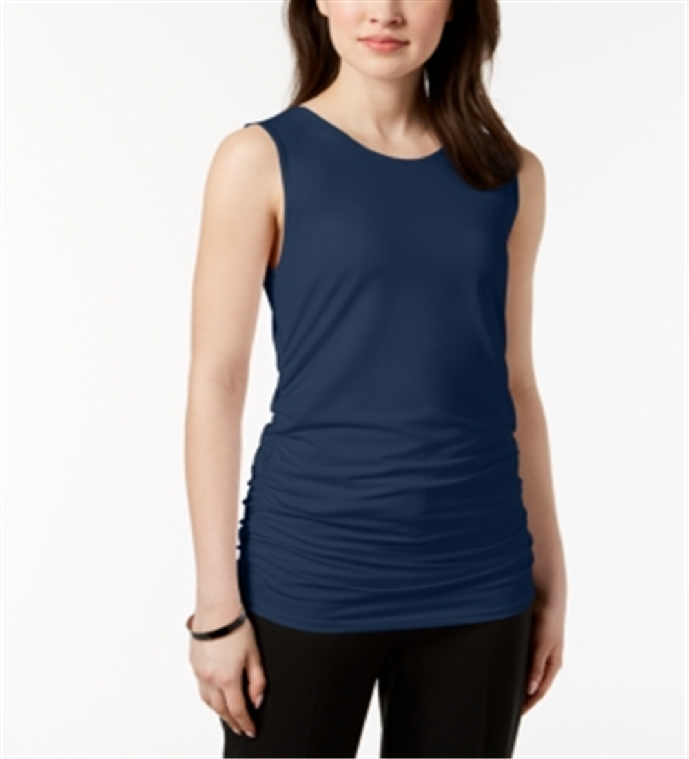 Blusa sem mangas Alfani feminina, azul, tamanho pequeno, médio