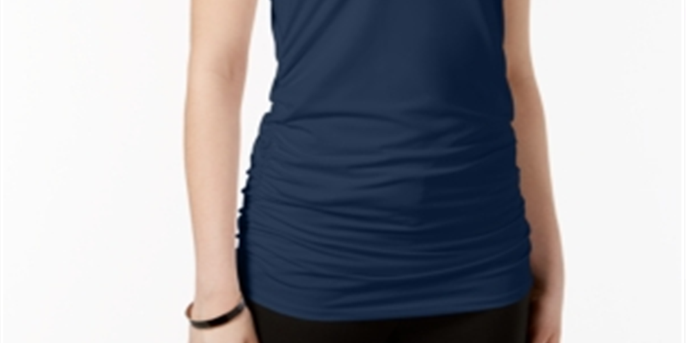 Blusa sem mangas Alfani feminina, azul, tamanho pequeno, médio