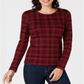 Camiseta feminina xadrez de algodão Charter Club, vermelha, tamanho pequeno