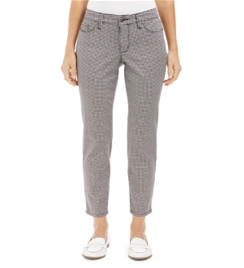 Calça jeans skinny com controle de barriga estilo pied-de-poule feminina Charter Club, preta, tamanho 16