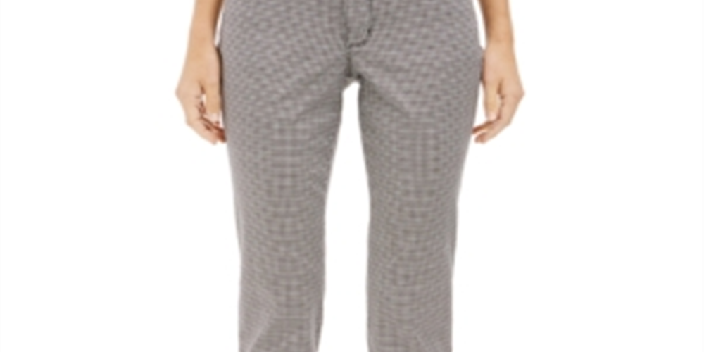 Calça jeans skinny com controle de barriga estilo pied-de-poule feminina Charter Club, preta, tamanho 16