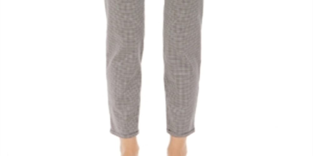Calça jeans skinny com controle de barriga estilo pied-de-poule feminina Charter Club, preta, tamanho 16