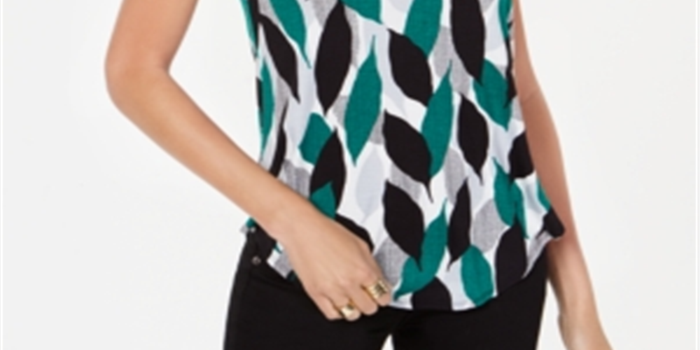 Camiseta feminina estampada Alfani com bainha redonda, vermelha, tamanho PP