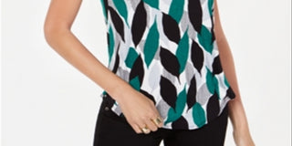 Camiseta feminina estampada Alfani com bainha redonda, vermelha, tamanho PP