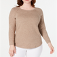 Karen Scott Blusa Feminina de Algodão Marrom com Bainha Curva Tamanho P