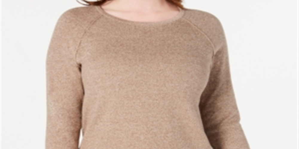 Karen Scott Blusa Feminina de Algodão Marrom com Bainha Curva Tamanho P