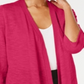 Cardigan feminino Alfani de linho com frente aberta, rosa, tamanho pequeno GG