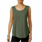 JM Collection Regata feminina sem mangas com decote redondo, verde, tamanho pequeno