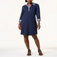 Vestido-camisa de algodão com acabamento contrastante Karen Scott feminino, azul, tamanho pequeno e pequeno