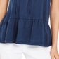 Blusa camponesa sem mangas de algodão estilo &amp; co feminina, azul, tamanho pequeno