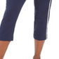 Calça Capri Feminina JM Collection Diamonte Listrada Lateral Azul Tamanho Pequeno