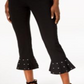 Calça feminina com babados e tachas da INC International Concepts, preta, tamanho 2, pequena