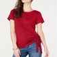 Camiseta feminina INC International Concepts com franzido lateral, vermelha, tamanho pequeno P