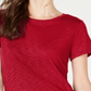 Camiseta feminina INC International Concepts com franzido lateral, vermelha, tamanho pequeno P