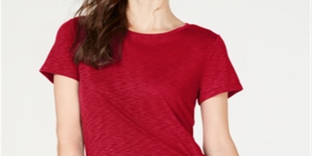 Camiseta feminina INC International Concepts com franzido lateral, vermelha, tamanho pequeno P