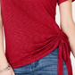 Camiseta feminina INC International Concepts com franzido lateral, vermelha, tamanho pequeno P