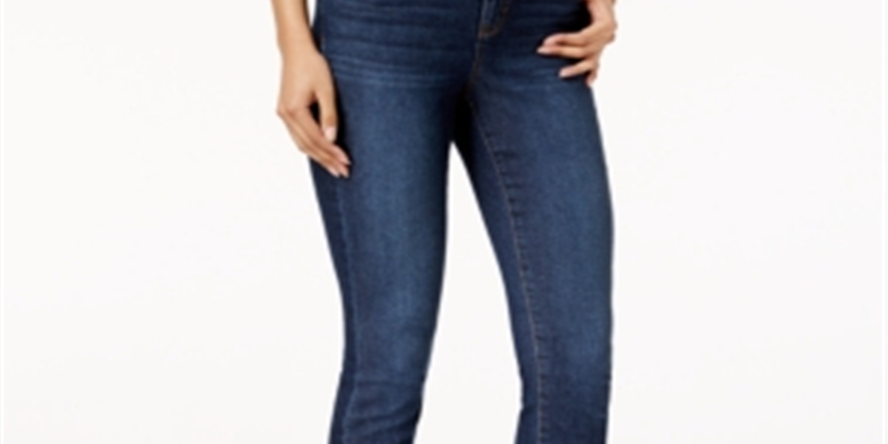 Jeans feminino estilo &amp; co, cintura média, corte reto, tamanho 20x4, azul