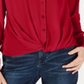 INC International Concepts Feminino Novo Tie V Neck Manga Longa Botão Up Casual Top Vermelho Tamanho Pequeno Pequeno