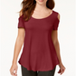 Camiseta feminina JM Collection com ombros descobertos e alças finas, vermelha, tamanho X-G