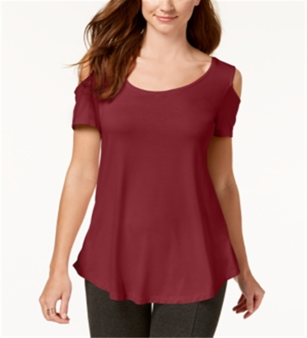 Camiseta feminina JM Collection com ombros descobertos e alças finas, vermelha, tamanho X-G
