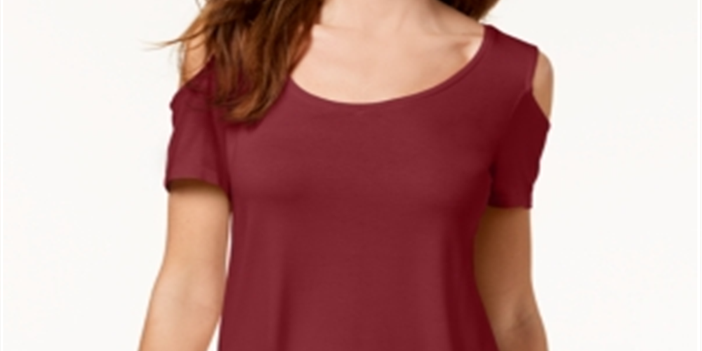 Camiseta feminina JM Collection com ombros descobertos e alças finas, vermelha, tamanho X-G