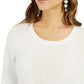 Suéter feminino estilo &amp; co com pontos mistos, branco, tamanho XX-G