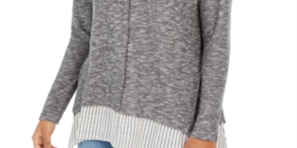 Túnica feminina estilo camadas cinza tamanho grande