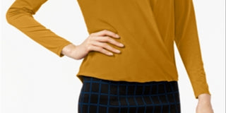 Blusa Alfani Feminina Surplice Amarela Tamanho Pequeno Médio