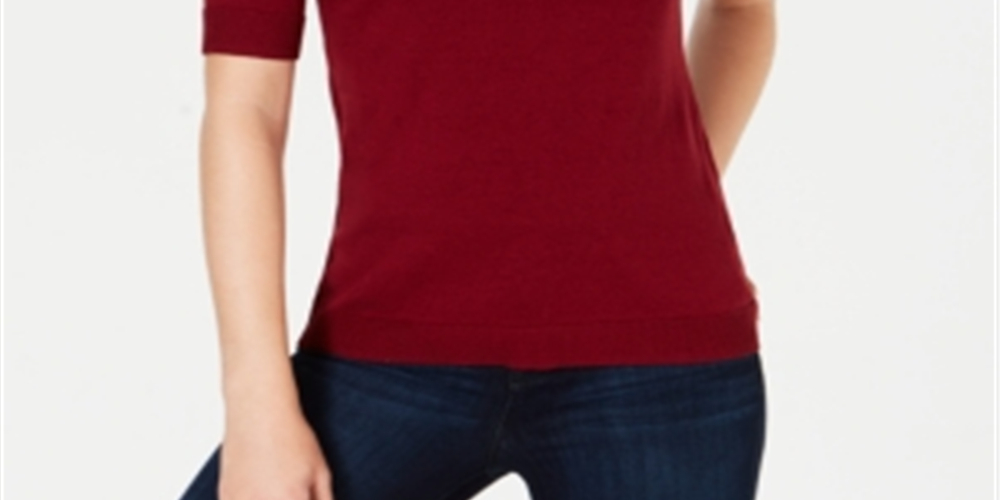 Suéter feminino Charter Club com botões e ombros de fora, vermelho, tamanho pequeno