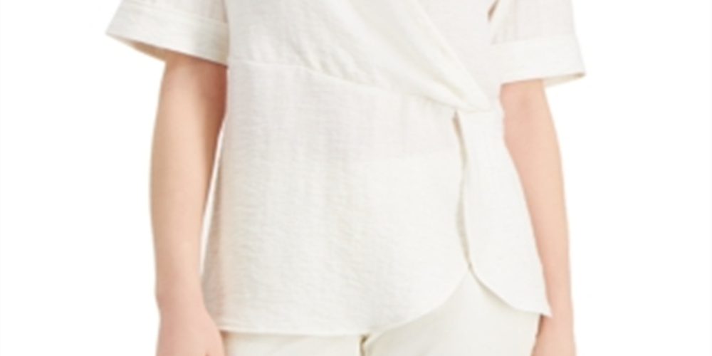 Blusa feminina Alfani com gola frontal drapeada, branca, tamanho pequeno e pequeno