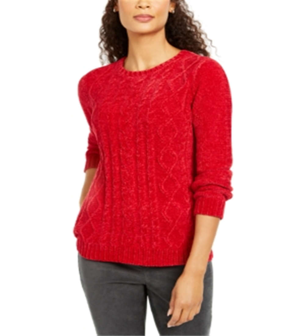 Karen Scott Suéter Feminino de Tricô em Chenille Vermelho Tamanho XS