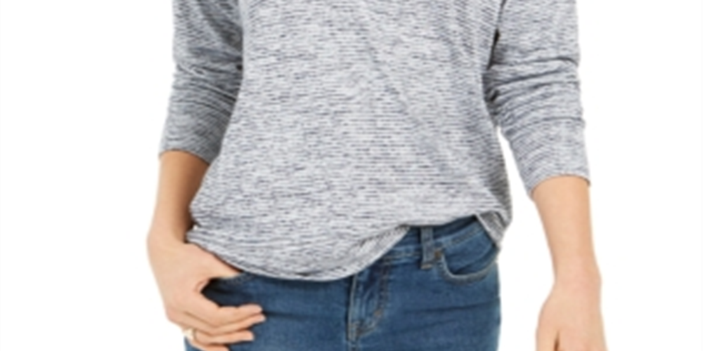 Moletom com capuz listrado feminino Style &amp; Co, azul, tamanho pequeno