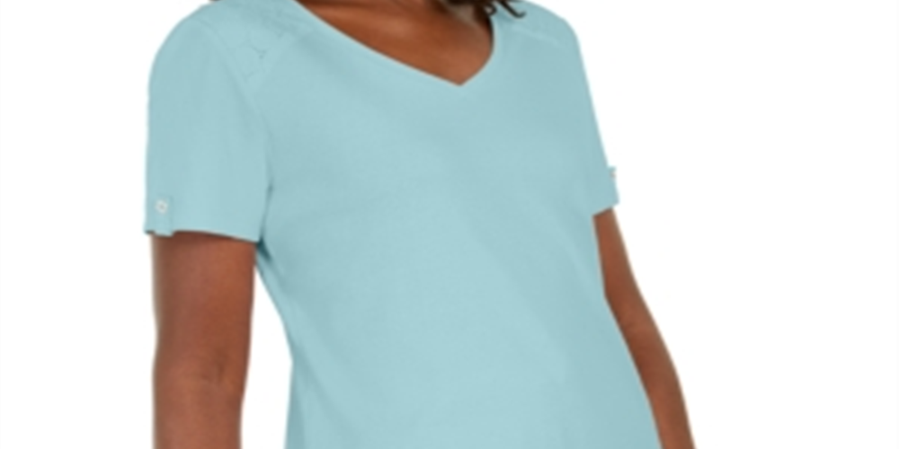 Karen Scott Blusa Feminina Gola V Ombros Abertos Azul Tamanho Grande