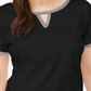 Camiseta feminina Karen Scott xadrez com acabamento em buraco de fechadura, preta, tamanho grande