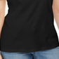 Camiseta feminina Karen Scott xadrez com acabamento em buraco de fechadura, preta, tamanho grande