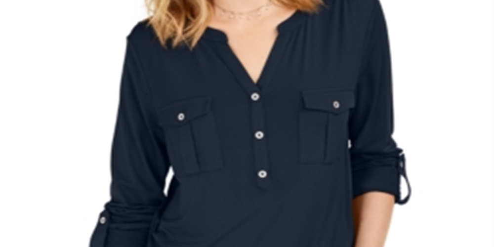 Blusa feminina estilo &amp; co com decote aberto e mangas bufantes, vermelha, tamanho extrapequeno