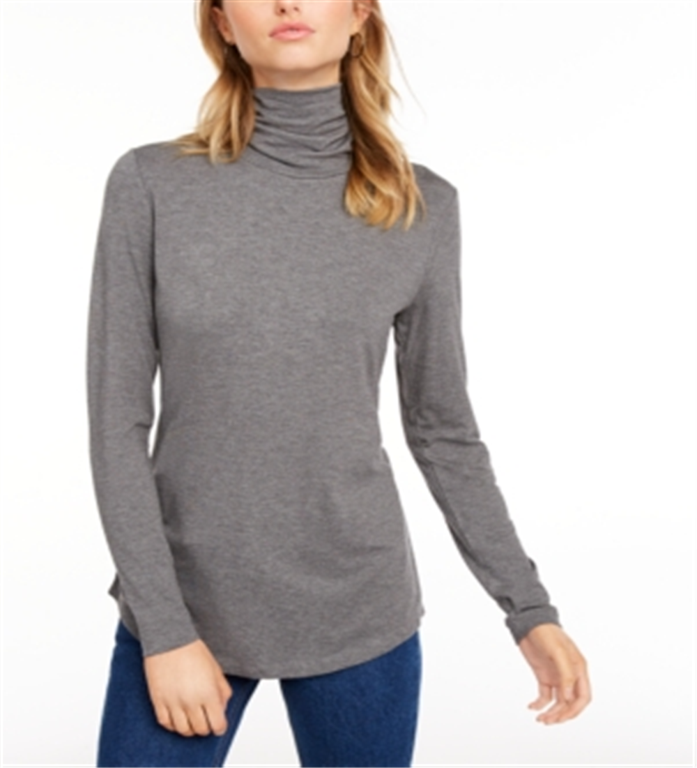 Blusa feminina de gola alta Maison Jules, cinza, tamanho pequeno