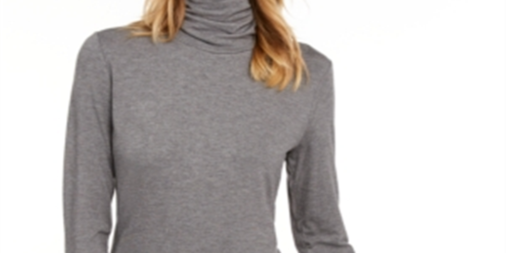 Blusa feminina de gola alta Maison Jules, cinza, tamanho pequeno