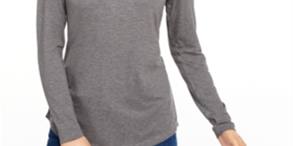 Blusa feminina de gola alta Maison Jules, cinza, tamanho pequeno
