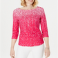 Charter Club Feminino Pima Algodão Botão Ombro Estampado Blusa Rosa Tamanho XX-G