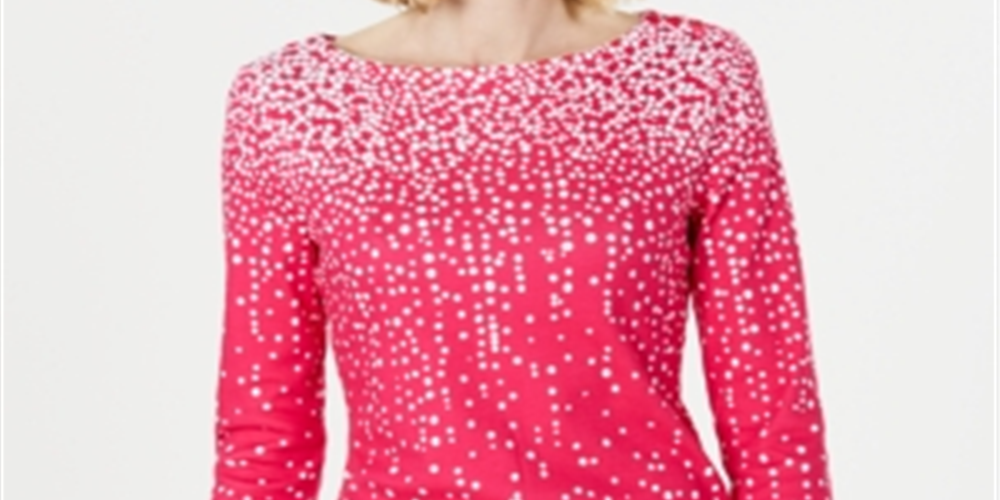 Charter Club Feminino Pima Algodão Botão Ombro Estampado Blusa Rosa Tamanho XX-G