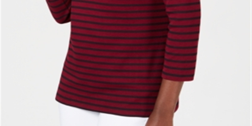 Karen Scott Top Listrado Cruzado Feminino Vermelho Tamanho Grande