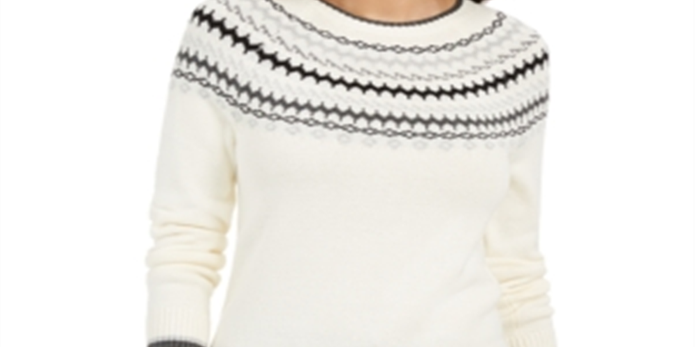 Suéter feminino Fair Isle da Charter Club, marrom, tamanho XX-G