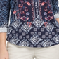 Blusa de malha texturizada estampada feminina Style &amp; Co, azul, tamanho médio