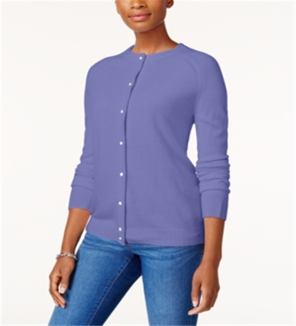 Karen Scott Cardigan Feminino com Botões e Contas Roxo Tamanho XS