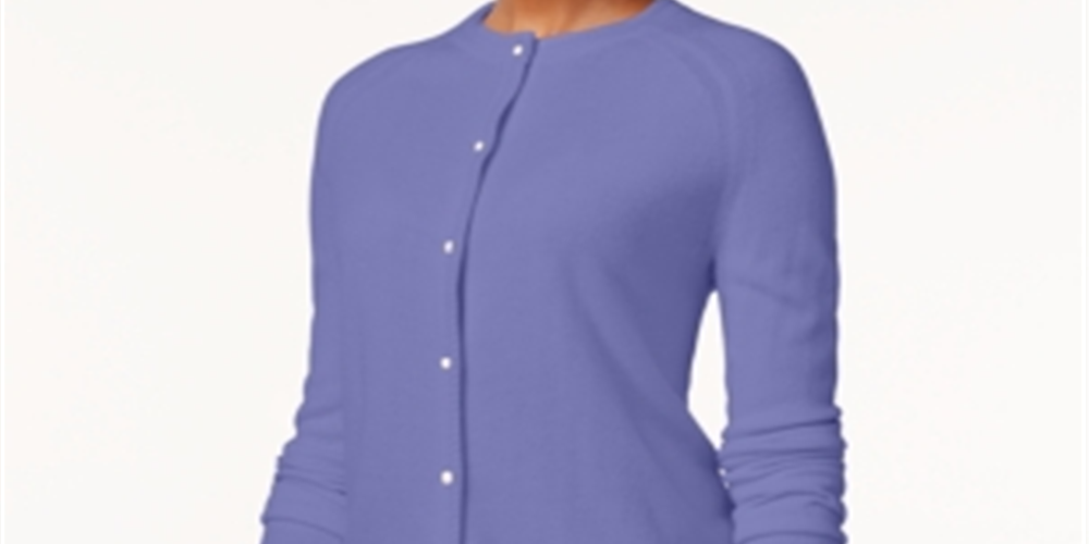 Karen Scott Cardigan Feminino com Botões e Contas Roxo Tamanho XS